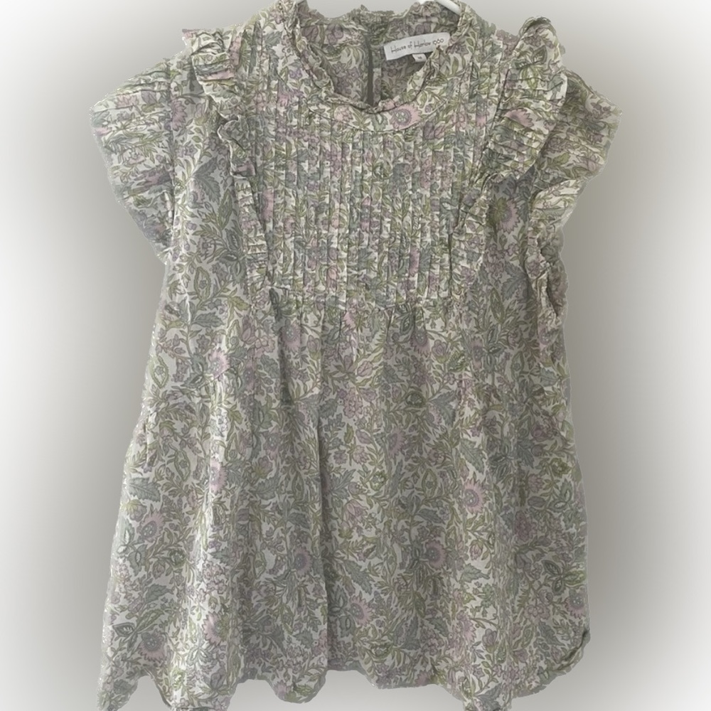 House Of Harlow Smocked Floral Josepha Pink Print Flowy Blouse Size M